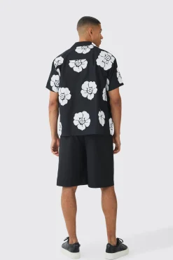 Oversized Floral Print Soft Twill Shirt | BoohooMAN UK