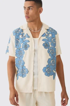 Oversized Floral Print Soft Twill Shirt | BoohooMAN UK