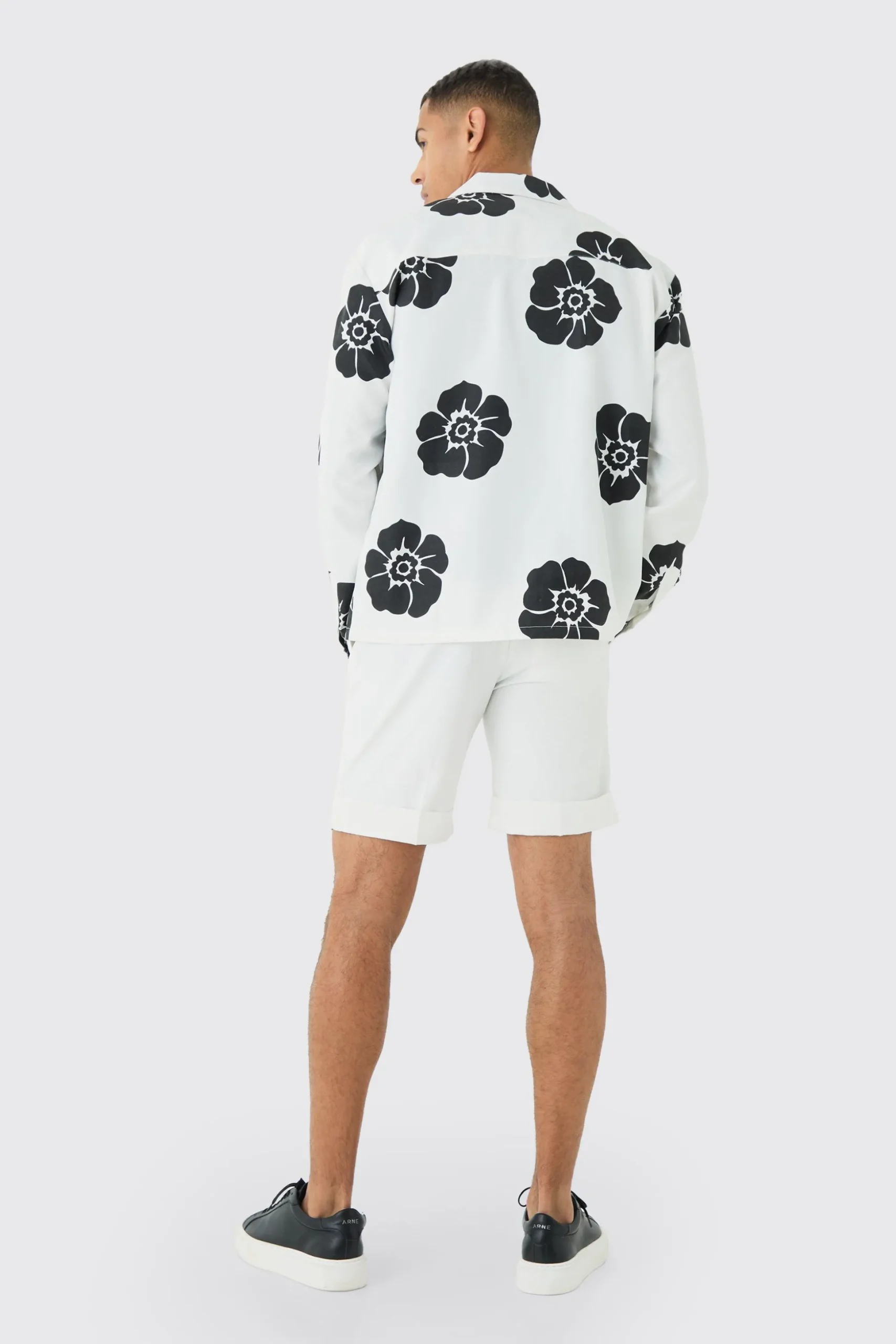Oversized Floral Print Soft Twill Long Sleeve Shirt | BoohooMAN UK