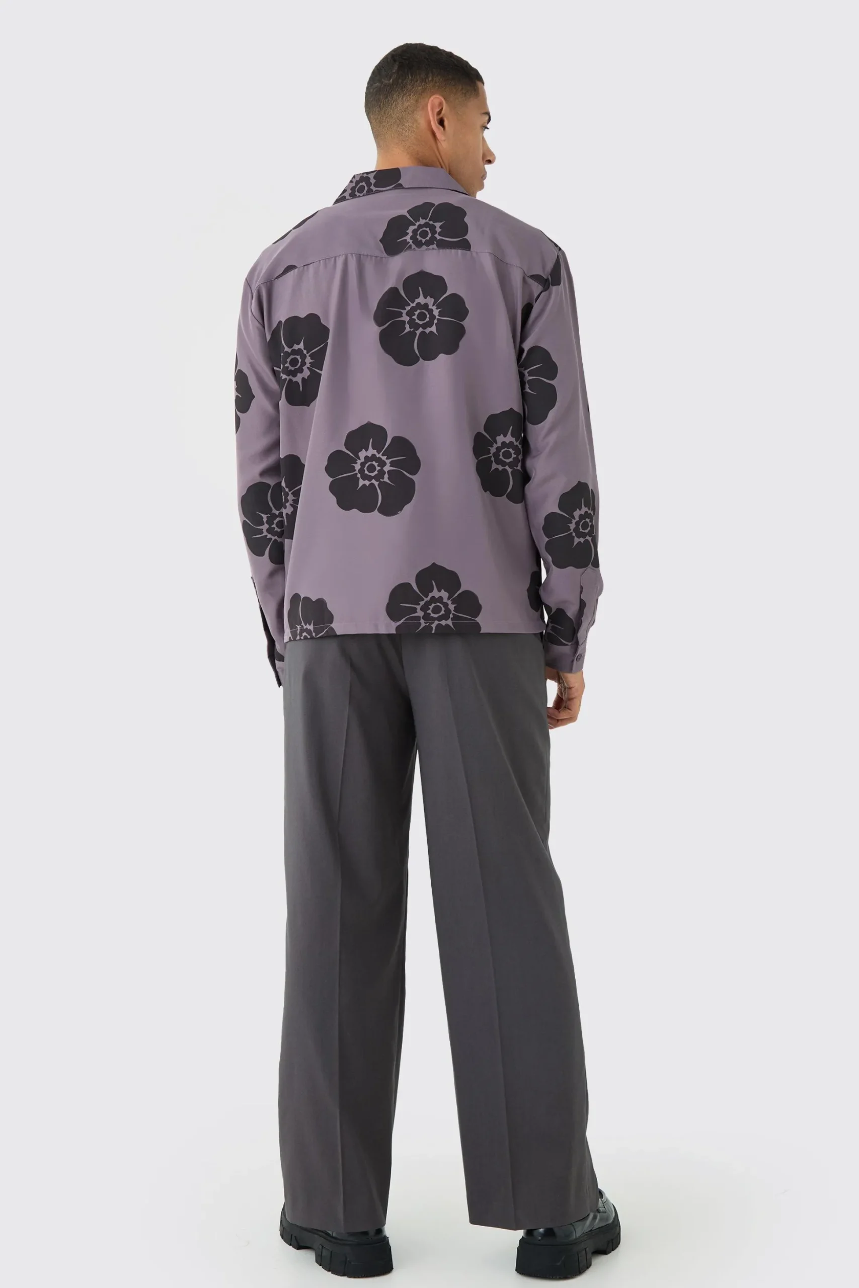 Oversized Floral Print Soft Twill Long Sleeve Shirt | BoohooMAN UK
