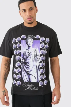 Oversized Floral Statue Graphic T-shirt | BoohooMAN UK