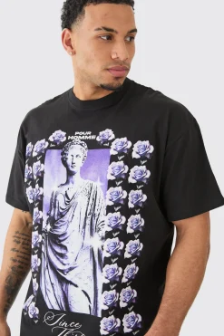 Oversized Floral Statue Graphic T-shirt | BoohooMAN UK