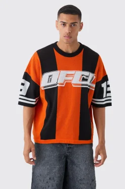 Oversized Football Knitted T-shirt | BoohooMAN UK
