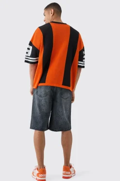 Oversized Football Knitted T-shirt | BoohooMAN UK