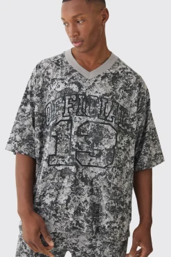 Oversized Football Official Abstract Printed T-shirt | BoohooMAN UK