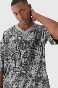 Oversized Football Official Abstract Printed T-shirt | BoohooMAN UK