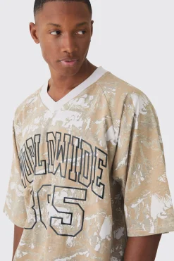 Oversized Football Worldwide Forest Printed T-shirt | BoohooMAN UK