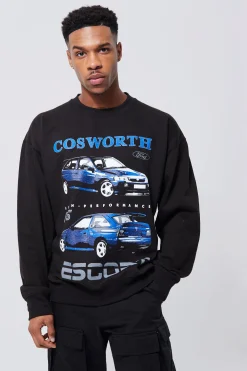 Oversized Ford Cosworth License Sweatshirt | BoohooMAN UK