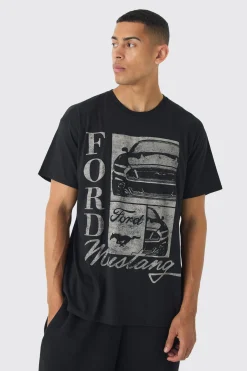Oversized Ford Mustang License Print T-shirt | BoohooMAN UK