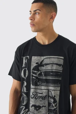 Oversized Ford Mustang License Print T-shirt | BoohooMAN UK