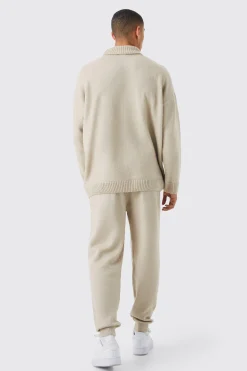Oversized Funnel Neck Brushed Knit Jumper | BoohooMAN UK