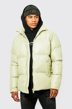 Oversized Funnel Neck Mid Puffer | BoohooMAN UK