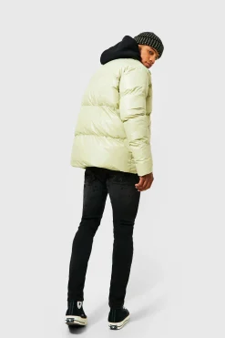 Oversized Funnel Neck Mid Puffer | BoohooMAN UK