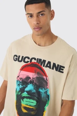 Oversized G Mane Face License Print Wash T-Shirt | BoohooMAN UK