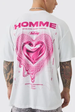 Oversized Geometric Heart Graphic T-shirt | BoohooMAN UK