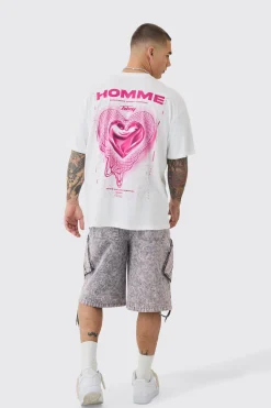 Oversized Geometric Heart Graphic T-shirt | BoohooMAN UK