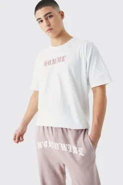 Oversized Gothic Crotch Print Jogger Set | BoohooMAN UK