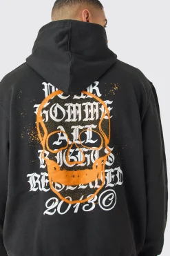 Oversized Gothic Graffiti Skull Hoodie | BoohooMAN UK