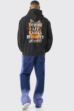 Oversized Gothic Graffiti Skull Hoodie | BoohooMAN UK