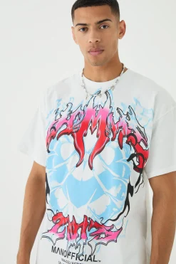 Oversized Gothic Print T-shirt | BoohooMAN UK