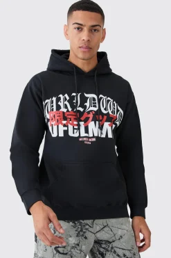 Oversized Gothic Worldwide Printed Hoodie | BoohooMAN UK