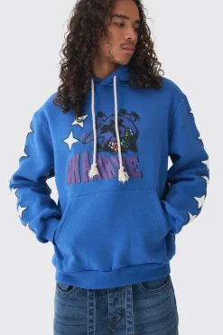 Oversized Graffiti Bear Print Hoodie | BoohooMAN UK