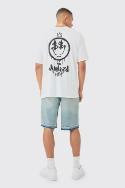 Oversized Graffiti Face Back Print T-shirt | BoohooMAN UK