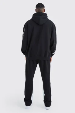 Oversized Graffiti Gusset Hooded Tracksuit | BoohooMAN UK