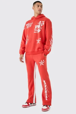 Oversized Graffiti Hoodie Tracksuit | BoohooMAN UK