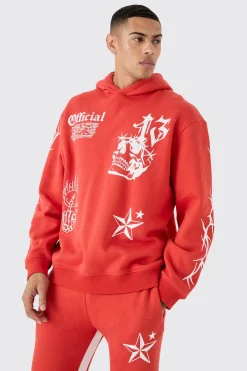 Oversized Graffiti Hoodie Tracksuit | BoohooMAN UK
