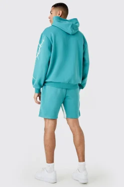 Oversized Graffiti Hoodie Short Tracksuit | BoohooMAN UK