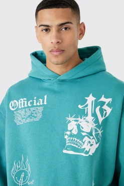 Oversized Graffiti Hoodie Short Tracksuit | BoohooMAN UK