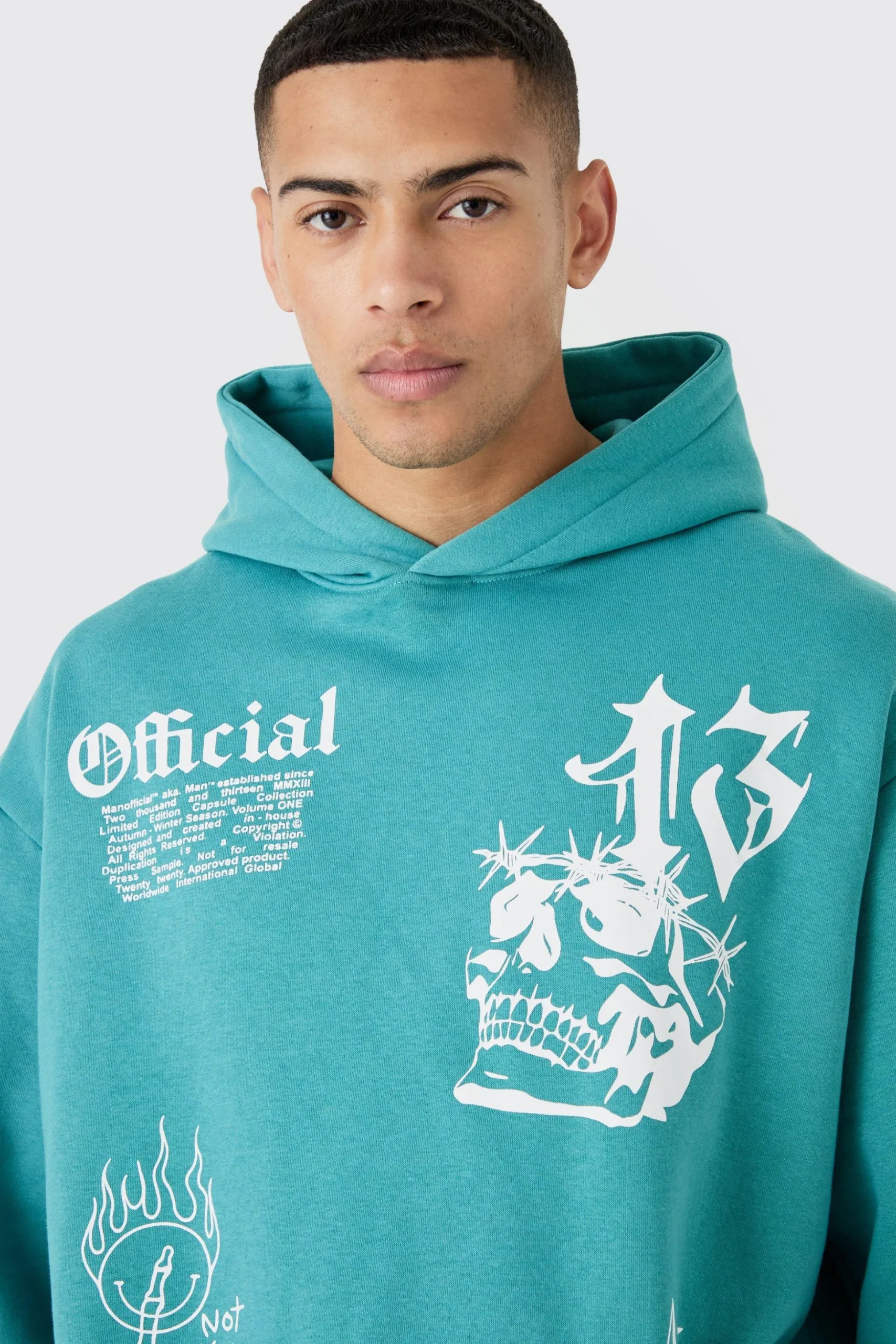 Oversized Graffiti Hoodie Short Tracksuit | BoohooMAN UK