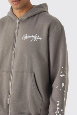 Oversized Graffiti Paint Splatter Hoodie | BoohooMAN UK