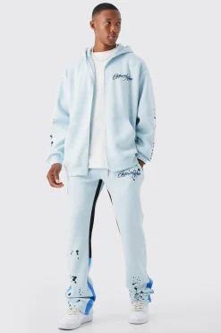 Oversized Graffiti Paint Splatter Tracksuit | BoohooMAN UK