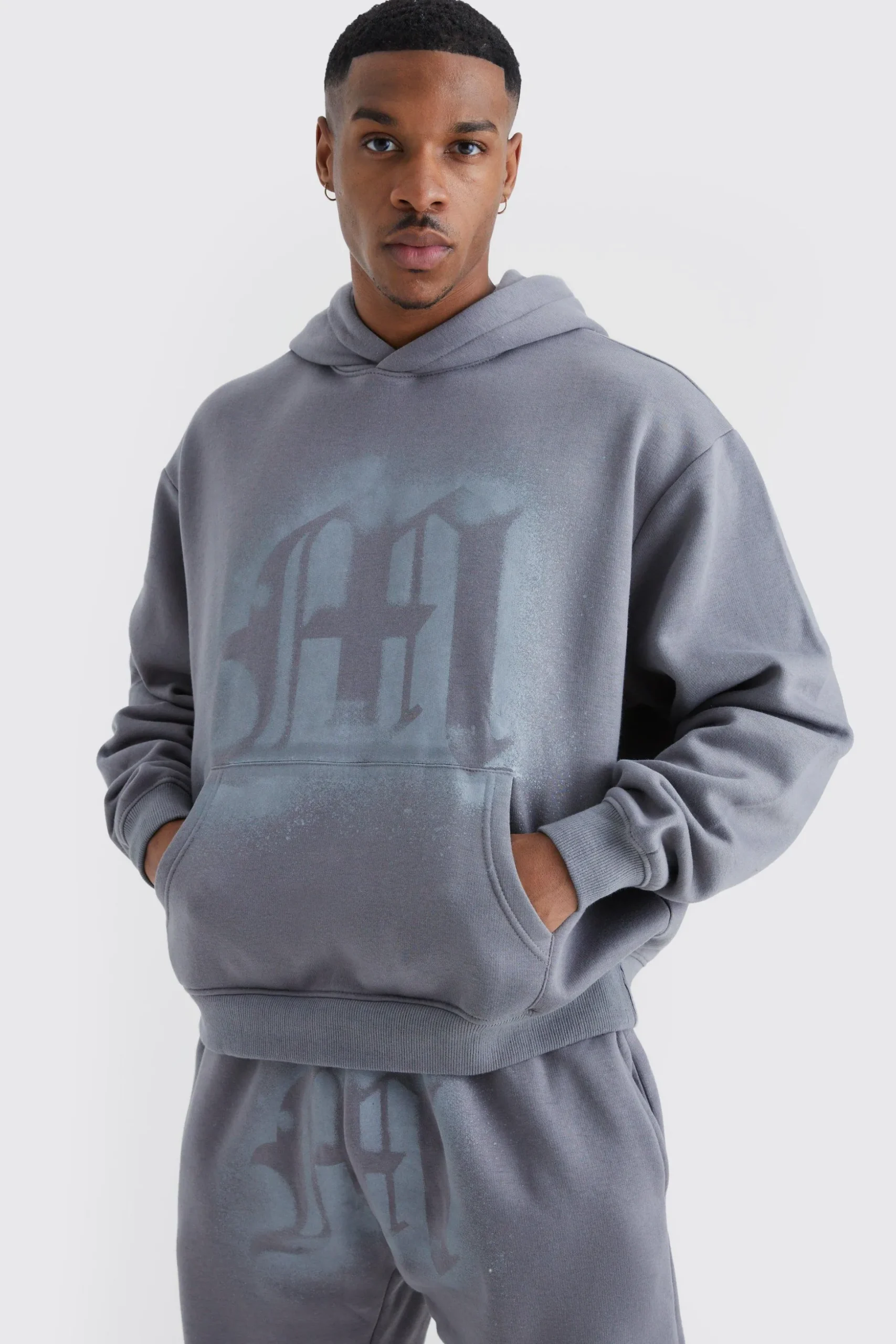 Oversized Graffiti Spray Graphic Tracksuit | BoohooMAN UK