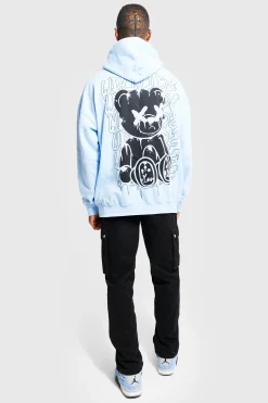 Oversized Graffiti Teddy Hoodie | BoohooMAN UK