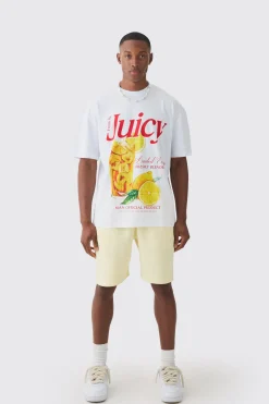 Oversized Graphic Printed T-shirt And Short Set | BoohooMAN UK