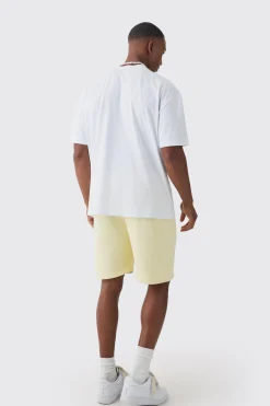 Oversized Graphic Printed T-shirt And Short Set | BoohooMAN UK