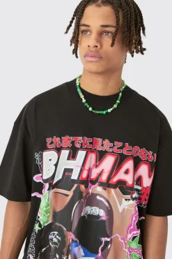 Oversized Graphic T-shirt & Mesh Short Set | BoohooMAN UK