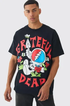 Oversized Grateful Dead Large Scale License Print T-Shirt | BoohooMAN UK