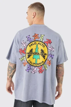 Oversized Greatful Dead Band Wash License T-shirt | BoohooMAN UK