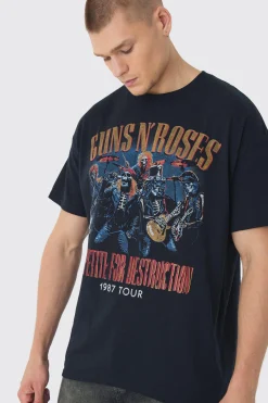Oversized Guns N Roses Band License T-Shirt | BoohooMAN UK