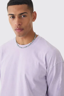 Oversized Half Faux Layer Oil Wash T-shirt | BoohooMAN UK