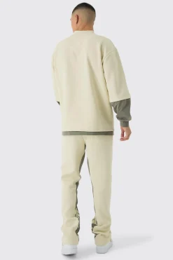 Oversized Half Sleeve Faux Layer 13 Applique Sweatshirt | BoohooMAN UK