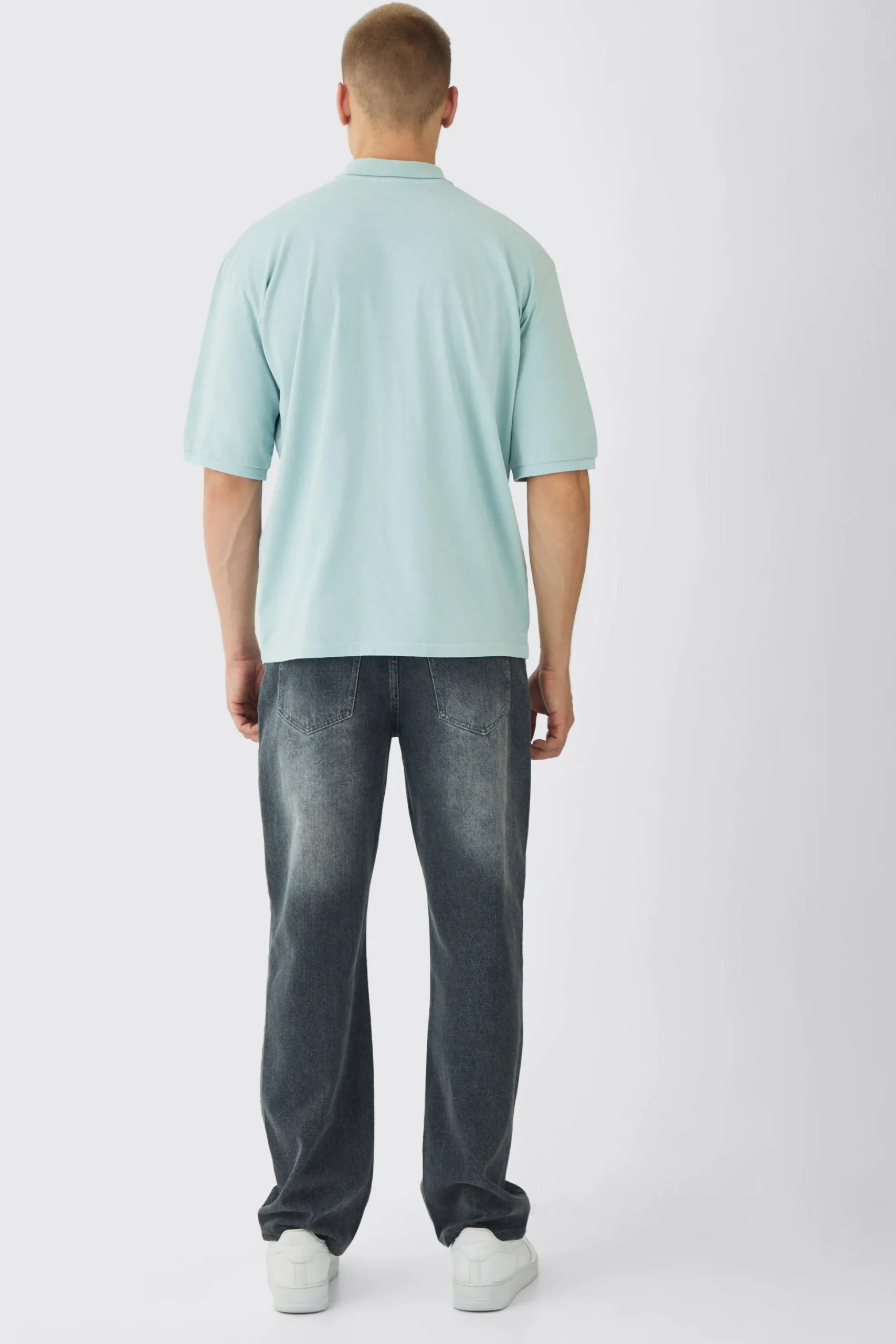 Oversized Half Sleeve Golf Wash Polo | BoohooMAN UK