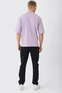 Oversized Half Sleeve Golf Wash Polo | BoohooMAN UK