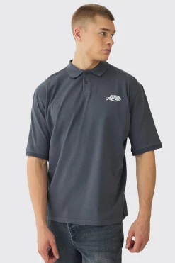 Oversized Half Sleeve Golf Wash Polo | BoohooMAN UK