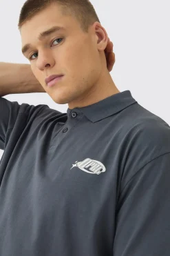 Oversized Half Sleeve Golf Wash Polo | BoohooMAN UK