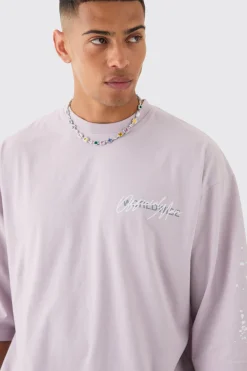 Oversized Half Sleeve Graffiti Paint Splatter T-shirt | BoohooMAN UK